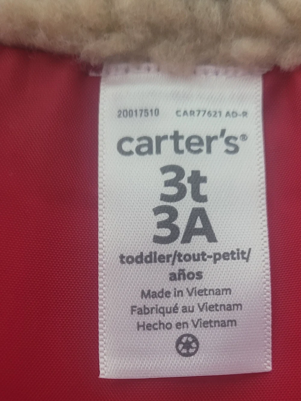 Carter's Red Puffer Vest with Sherpa Lined Collar.